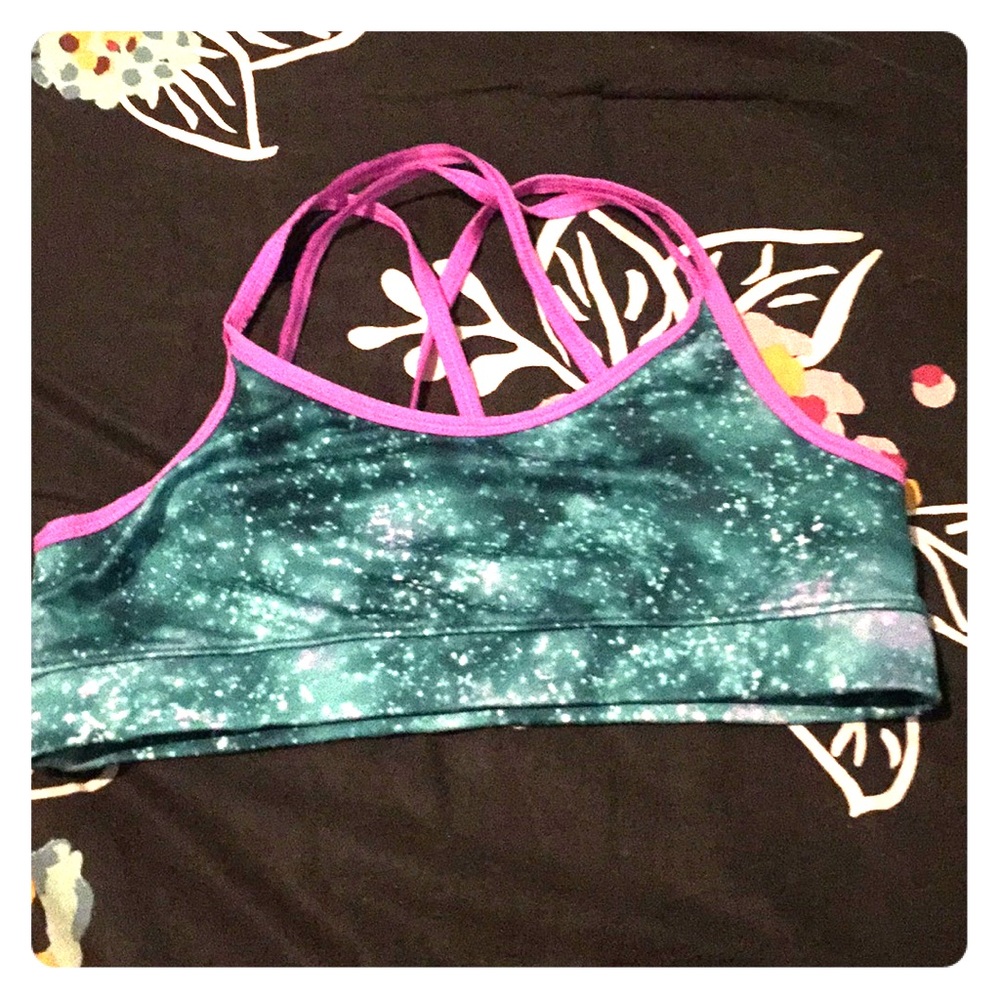 Galaxy Green Girls Sports Bra